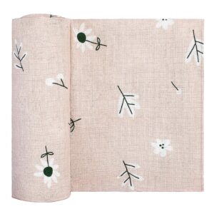 stork essentials muslin swaddle blanket cotton newborn receiving blanket for swaddling (blush pink floral)