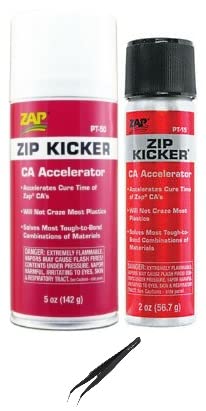 Zap Zip Kicker, CA Accelerator 5 Ounce and CA Accelerator 2 Ounce (Pack of 2) - with Make Your Day Tweezers