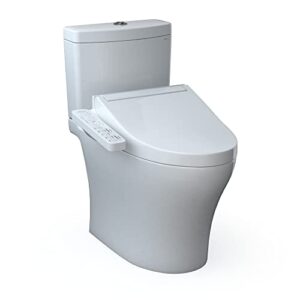 aquia iv 2-piece 0.8/1.28 gpf dual flush elongated ada comfort height toilet in cotton white, c2 washlet seat included