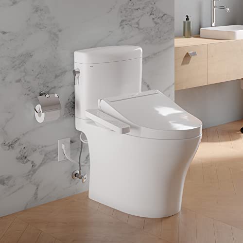 Aquia IV Cube 2-Piece 1.28 GPF Dual Flush Elongated ADA Comfort Height Toilet in Cotton White, C2 Washlet Seat Included