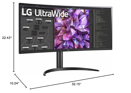 LG 34WQ75C-B.AUS 34" Curved UltraWide™ QHD IPS HDR 10 Built-in-KVM-Monitor with USB Type-C™ & LAN (RJ-45), Black