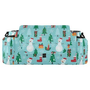 Sinestour Christmas Cute Snowman Stroller Organizer with Cup Holder Universal Stroller Organizer Bag Detachable Shoulder Strap Stroller Accessories for Diaper Phone Keys Toys Fit All Baby Stroller