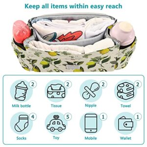 Sinestour Lemon Tree Stroller Organizer with Cup Holder Universal Stroller Organizer Bag Detachable Shoulder Strap Stroller Accessories for Diaper Toys Phone Keys Fit All Baby Stroller