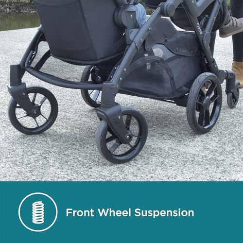 Contours Curve V2 Convertible Tandem Double Baby Stroller & Toddler Stroller - Twin Stroller, 360 Turns, Removable and Reversible Seats, Infant Car Seat Compatibility - Black Herringbone