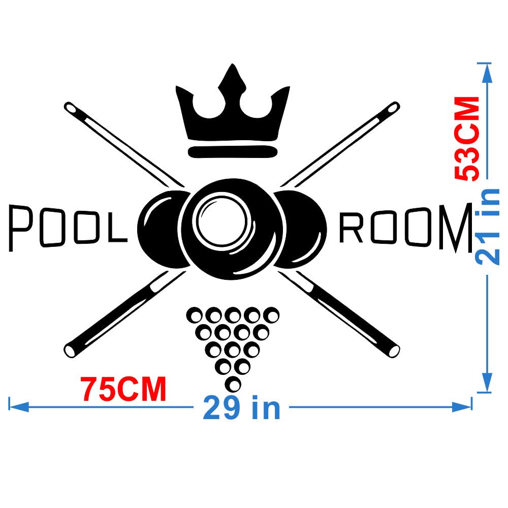 UILMNIY Sports Pool Room Logo Wall Decor Sticker Play Billiards Living Room Wall Decal Art Vinyl Removable Wall Mural for Kids Teenages Bedroom Walllpaper AFN90 (Black)