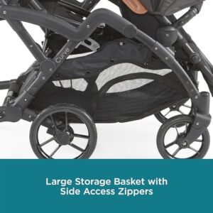 Contours Curve V2 Convertible Tandem Double Baby Stroller & Toddler Stroller - Twin Stroller, 360 Turns, Removable and Reversible Seats, Infant Car Seat Compatibility - Black Herringbone