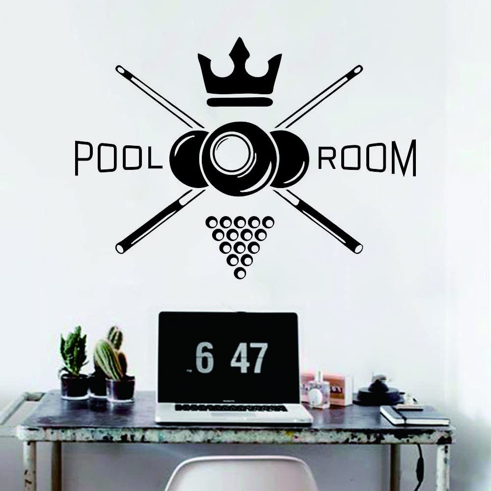 UILMNIY Sports Pool Room Logo Wall Decor Sticker Play Billiards Living Room Wall Decal Art Vinyl Removable Wall Mural for Kids Teenages Bedroom Walllpaper AFN90 (Black)