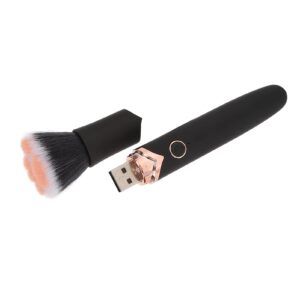 Electric Makeup Brush, 10 Gears Vibration Massage Brush, Works with, Concealer or Blush, Rechargeable Adjustable Loose Powder Brush Black