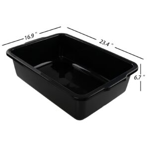 Qskely 4-Pack Plastic Commercial Bus Box, 32 L Black Large Bus Tub