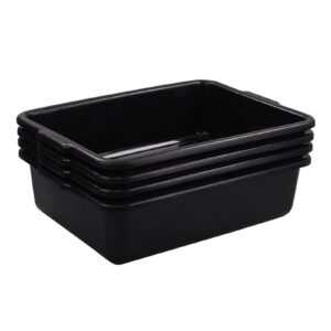 Qskely 4-Pack Plastic Commercial Bus Box, 32 L Black Large Bus Tub