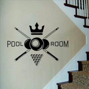 uilmniy sports pool room logo wall decor sticker play billiards living room wall decal art vinyl removable wall mural for kids teenages bedroom walllpaper afn90 (black)