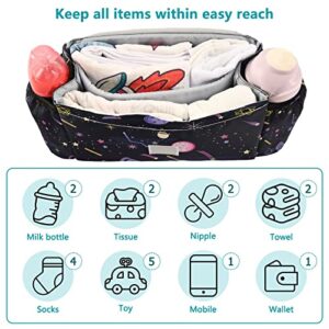 Space Star Planets Stroller Organizer with Cup Holder Universal Stroller Organizer Bag Detachable Shoulder Strap Stroller Accessories for Diaper Toys Phone Keys Fit All Baby Stroller