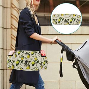 Sinestour Lemon Tree Stroller Organizer with Cup Holder Universal Stroller Organizer Bag Detachable Shoulder Strap Stroller Accessories for Diaper Toys Phone Keys Fit All Baby Stroller