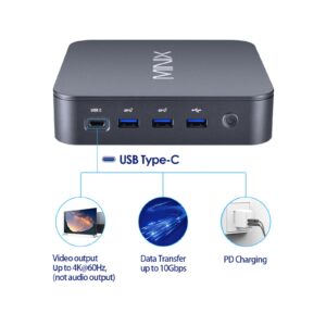 MINIX NEO J51-C8 Max Mini Computer, 8GB/512GB M.2 PCIe NVMe SSD Windows 11 Pro, Aluminum/Wi-Fi6/Dual 2.5GB LAN/USB-C/Triple Display/4K/Auto Power On/PXE Boot/RTC/Vesa Mount