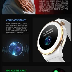 HANDA Smart Watch for Women, Fitness Tracker Smartwatch with Heart Rate Blood Oxygen Sleep Monitor Bluetooth Call Pedometer AI Voice Control IP67 Waterproof Activity Tracker for Android iOS (Gold)