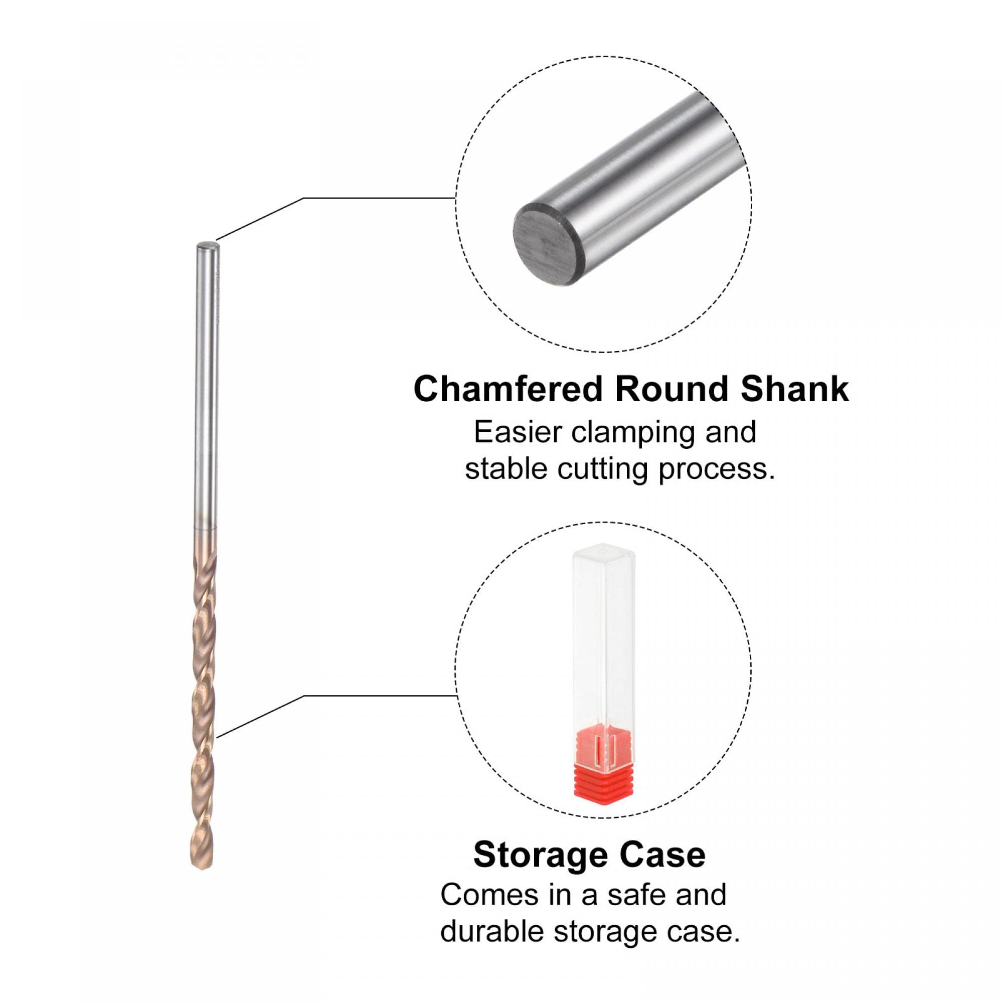 uxcell Twist Drill Bit, 2.2mm Jobber Drill Bit Nanoscale Titanium Coated K35 Tungsten Carbide Straight Shank 60mm Length for Drilling Stainless Steel Alloy Steel