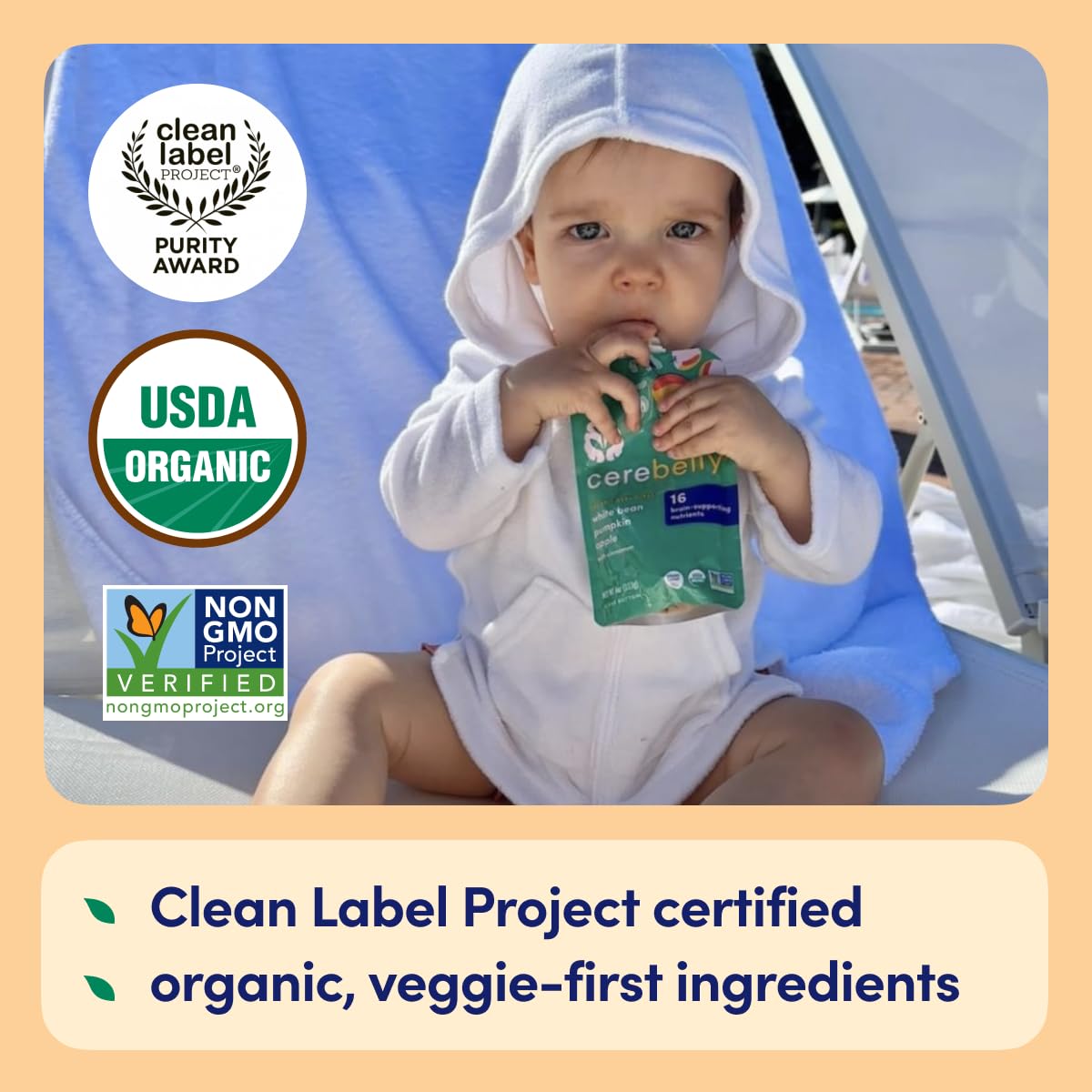 Cerebelly Organic Baby Food Pouches – 6+ Months | Clean Label Project Certified | 16 Nutrients, No Added Sugar, Non-GMO | Toddler Pouches | 4 Ounce BPA-Free Pouches | Veggies & Bone Broth Variety Pack