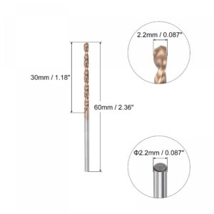 uxcell Twist Drill Bit, 2.2mm Jobber Drill Bit Nanoscale Titanium Coated K35 Tungsten Carbide Straight Shank 60mm Length for Drilling Stainless Steel Alloy Steel