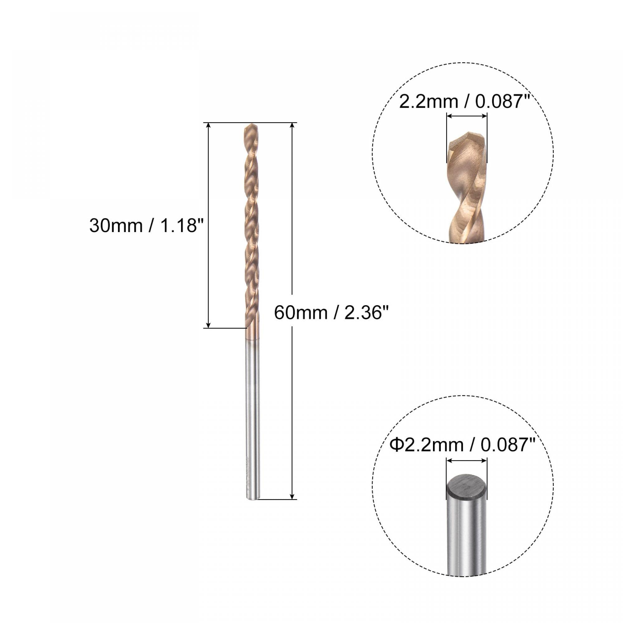 uxcell Twist Drill Bit, 2.2mm Jobber Drill Bit Nanoscale Titanium Coated K35 Tungsten Carbide Straight Shank 60mm Length for Drilling Stainless Steel Alloy Steel