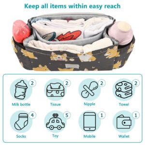 Sinestour Corgi Cute Dogs Stroller Organizer with Cup Holder Universal Stroller Organizer Bag Detachable Shoulder Strap Stroller Accessories for Diaper Toys Snacks Keys Fit All Baby Stroller