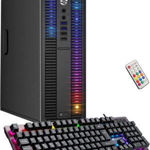 HP EliteDesk Desktop RGB Lights Computer AMD A-Series Processor 16 GB RAM, 256 GB SSD, Windows 10 Pro 64-bit, Wi-Fi, Gaming PC Keyboard & Mouse (Renewed)