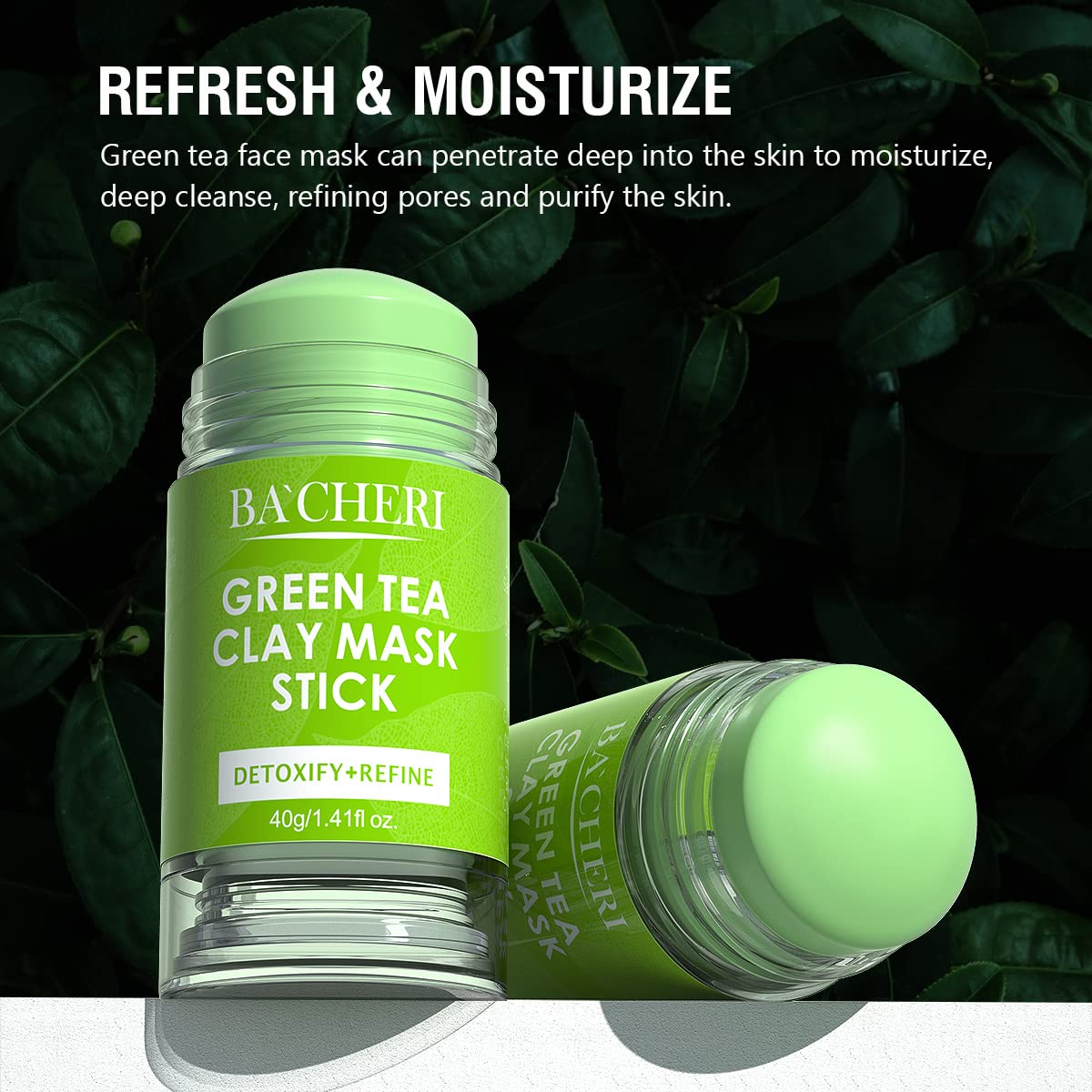 BACHERI Green Tea Mask Stick, Blackhead Remover Mask with Green Tea Extract, Green Mask Stick for Deep Pore Cleansing, Moisturizing, Oil Controlling