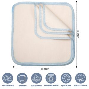 Mimorou 45 Pcs Flannel Cloth Baby Wipes Reusable Baby Diapers Wipes Washable Natural Unbleached Baby Face Wipes Soft and Sturdy Cloth Wipes 5 Colors Outer Stitching 8 x 8 Inches, 1.0 Count