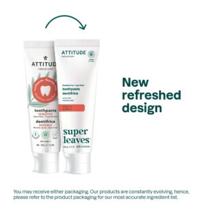 ATTITUDE Fluoride-Free Toothpaste, Plant- and Mineral-Based Ingredients, Vegan, Cruelty-Free and Sugar-Free, Sensitive, Spearmint, 4.2 Oz