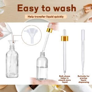 Tessco 20 Pack Dropper Bottles 3.4 oz Empty Glass Bottles with Dropper Top Cap, 4 Plastic Eye Droppers Measured Pipettes, 4 Funnels, 2 Sheets Label Stickers for Oils Perfume(Amber)