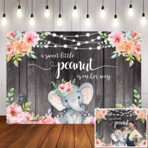 Avezano Elephant Baby Shower Backdrop for Girl Pink Floral Elephant It's a Girl Background Little Peanut Baby Shower Decorations Banners 7x5ft