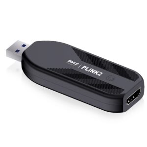 pyle hdmi video capture card camera link 4k usb3.1 gen1 hdmi-to-usb audio-video recording dslr camcorder action cam,record directly to computer for gaming streaming,conference livebroadcast plink2.5