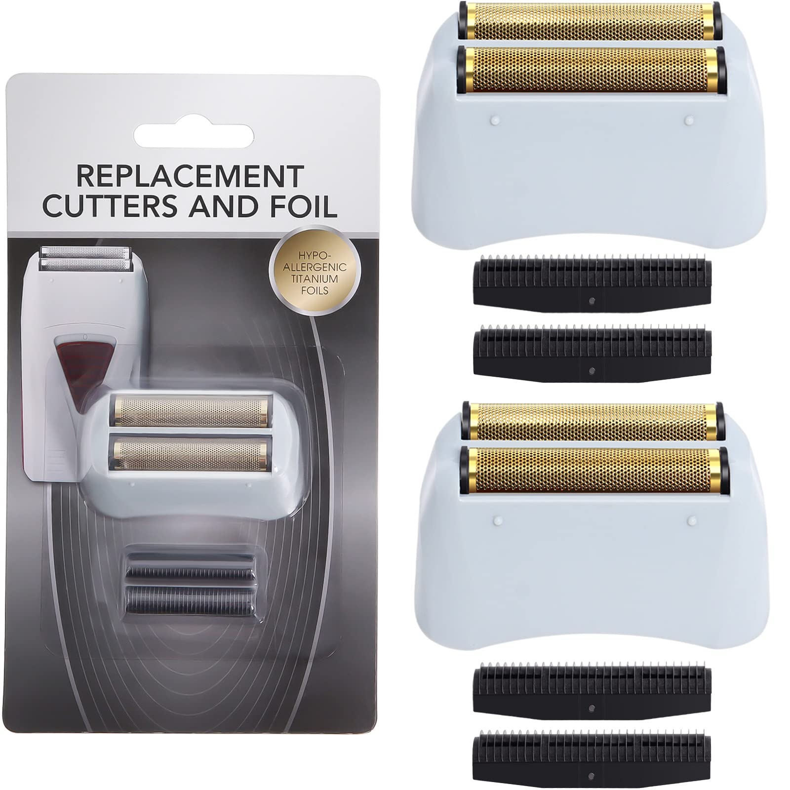 2 Pack Pro Shaver Replacement Foil and Cutters Compatible with Andis 17150(TS-1)/17155/17200 Shaver for ProFoil & Lithium Shaver, Golden