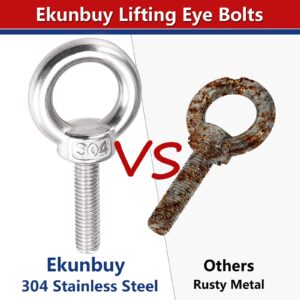 Lifting Shoulder Eye Bolts, Ekunbuy Screw Bolt 304 Stainless Steel Heavy Duty Lifting Ring Threaded Eyebolts with Washers and Nuts for Indoor Outdoor