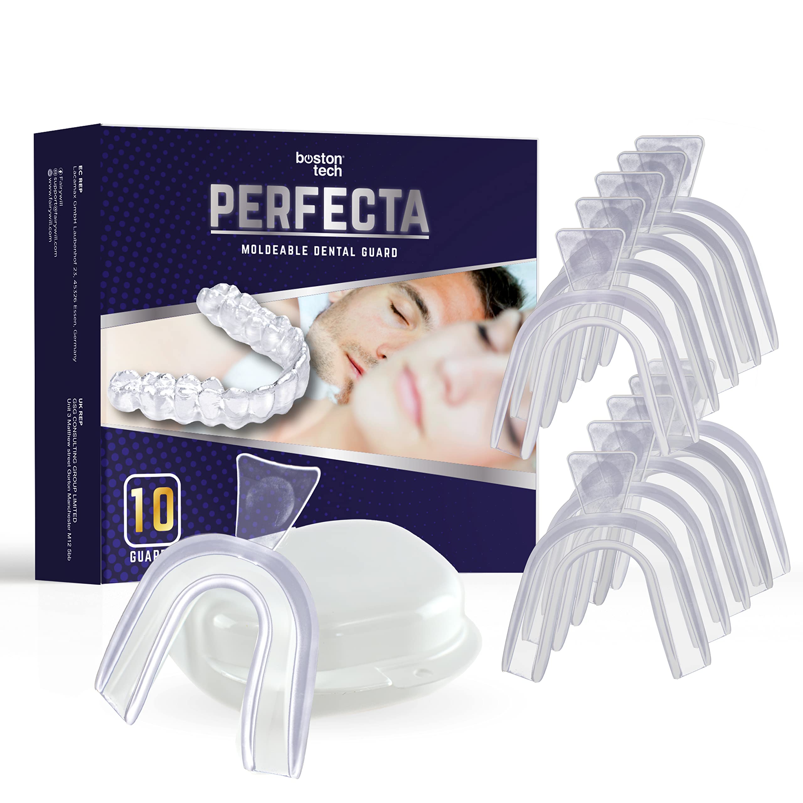 PERFECTA 10 Dental Night Guards Moldable Sleeping Mouthguards Against Bruxism Teeth Grinding and TMJ Disorders Bpa Free, Case Included