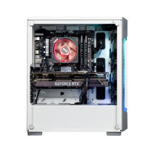 Velztorm White Fultix CTO Gaming Desktop PC (AMD Ryzen 5-5500 6-Core, GeForce RTX 3060 Ti 8GB, 16GB DDR4, 1TB PCIe SSD + 1TB HDD (3.5), RGB Fans, 650W PSU, AC WiFi, Bluetooth, Win 10 Home) VELZ0060