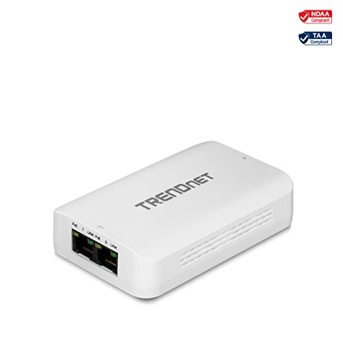 TRENDnet 2-Port Gigabit PoE++ Extender, 1 x Gigabit PoE++ in Port, 2 x Gigabit PoE Out Ports, Extends 100m (328 ft) Up to 200m (656 ft), Daisy Chain 4 Units for up to 500m (1640 ft), Black, TPE-BE200