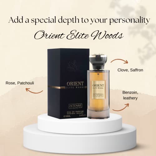 INTENSE ELITE Orient Elite Woods Luxurious Eau de Parfum for Men 100ML (3.4Oz), Long Lasting Arabian Perfume For Men With Saffron, Rose & Leathery Notes