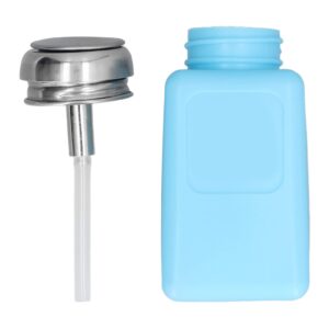 walfront solvent dispenser, 200ml press type solvent dispenser push type bottle esd anti static bottle with stainless(blue)