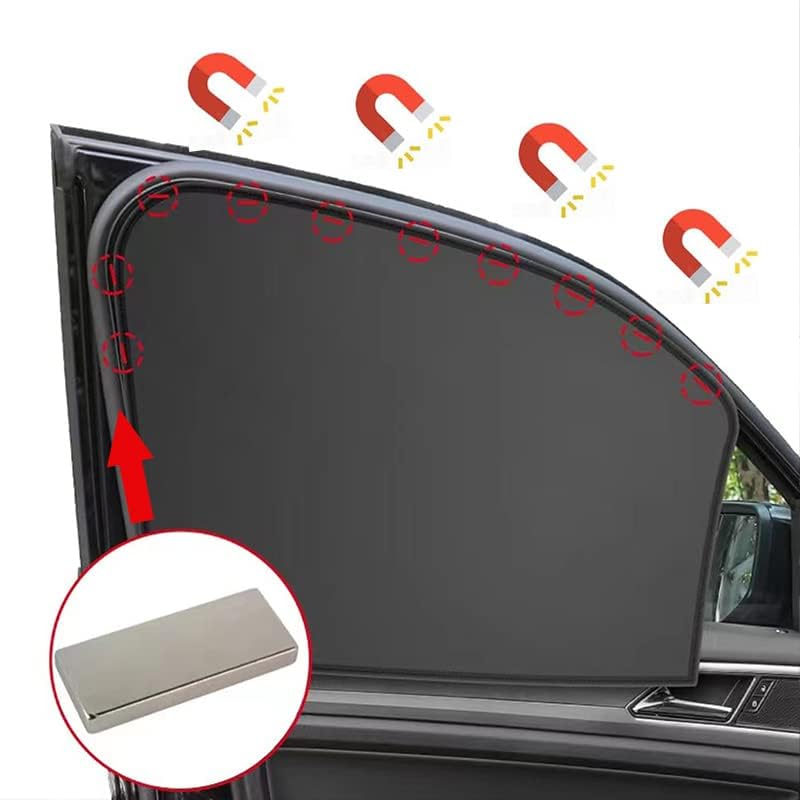 MilkShot 4 PCS Car Window Shade for Side Windows, Magnetic Window Shades for Car Baby and Kids, 100% Block Light Car Window Shade for Breastfeeding, Taking a Nap, Changing Clothes, Black