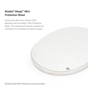 Stokke Sleepi Mini Protection Sheet, White - Protects Oval Stokke Sleepi Mini Mattress Against Accidents & Spills - Exterior Made of Breathable 3D Mesh - Machine Washable