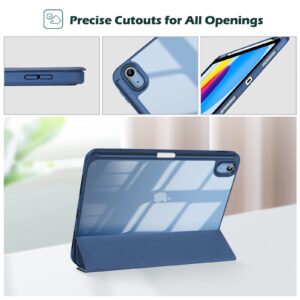 ProCase for iPad 10th Generation Case with Pencil Holder 2022 10.9 Inch, Clear Back iPad 10 Case, 10th Gen iPad Case for A2696 A2757 A2777 -Navy