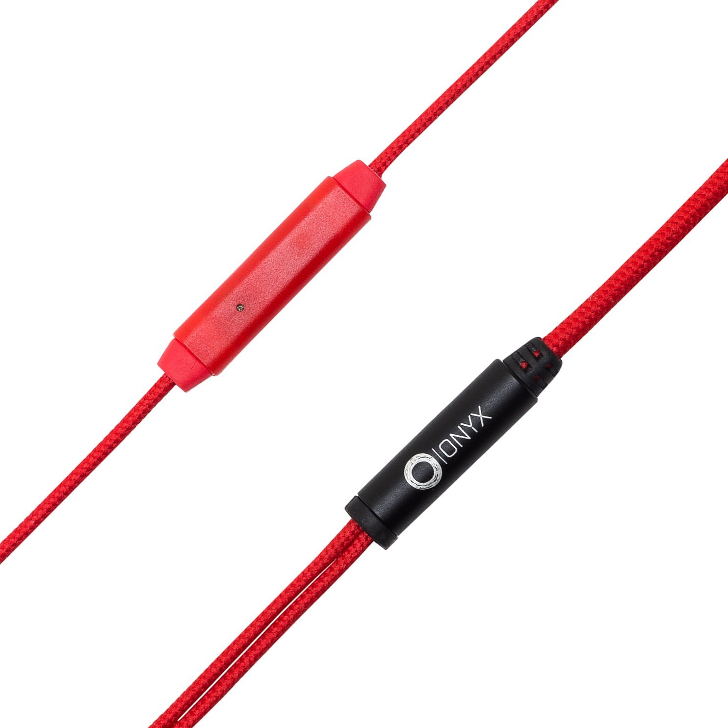 Onyx Noise Cancelling in-Ear Wired Headphones with Mic, 3.5mm Plug Compatible with iPhones, iPads, Android Phones, Computers & Laptops (Red)