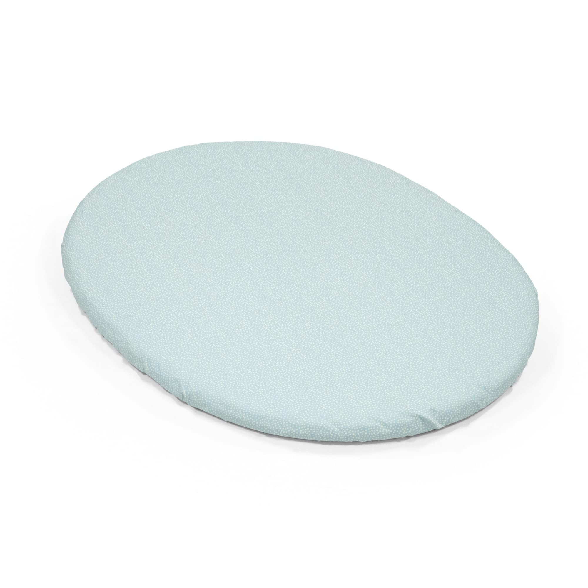 Stokke Sleepi Mini Fitted Sheet, Dots Sage - Soft Sheets for Sweet Dreams - Made for The Oval Sleepi Mini Mattress - Safe, Stylish & Washable - 100% Fine Cotton Percale