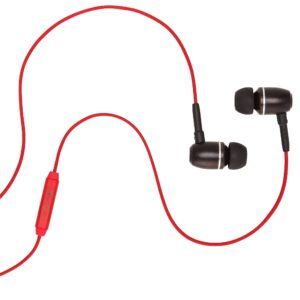 Onyx Noise Cancelling in-Ear Wired Headphones with Mic, 3.5mm Plug Compatible with iPhones, iPads, Android Phones, Computers & Laptops (Red)