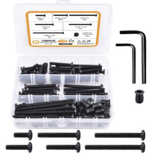 vigrue 105pcs 1/4-20 sae screws bolt, black alloy steel hex socket cap bolts barrel nuts assortment kit for baby bed furniture hardware cots chairs 1/4-20x1" to 1/4-20x3-1/2"