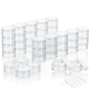 zejia sample containers, tiny sample jars with lids, 5 gram cosmetic containers with lids, clear lip balm containers (50 pieces)