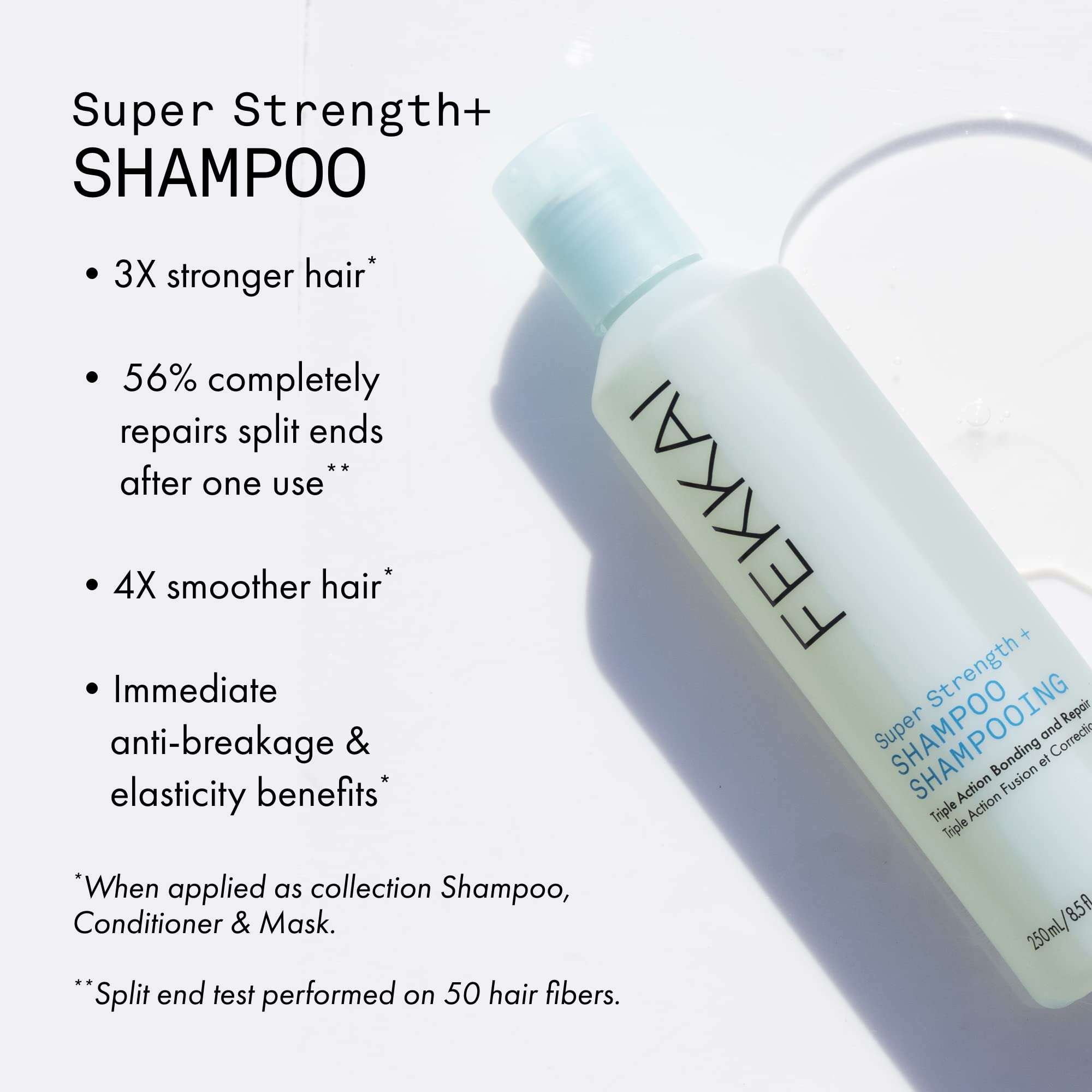 Fekkai Super Strength+ Shampoo - 8.5 oz - Bonds, Repairs & Protects for 3x Stronger & 4x Smoother Hair - Salon Grade, EWG Compliant, Vegan & Cruelty Free