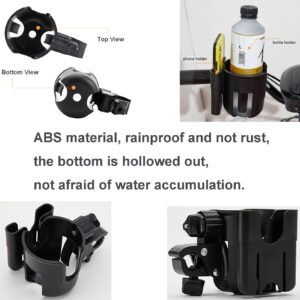 Cup Holder 2 in 1, Stroller Cup Holder, Bike Cup Holder, Stroller Organizer, Stroller Cup Holder with Mobile Phone Holder, 360 Rotation Drink Phone Holder for Bike Pushchair Wheelchair Walker Bicycle