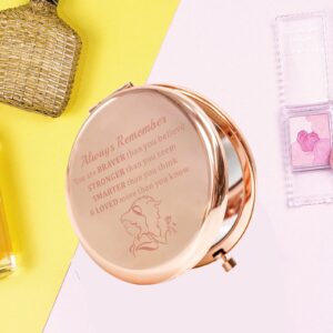 KEYCHIN Beauty Fairy Movie Pocket Mirror Princess Fans Gifts Always Remember You are Braver Stronger Smarter Than You Think Compact Mirror for Women Girls Teenagers (Beauty Mirror-RG)