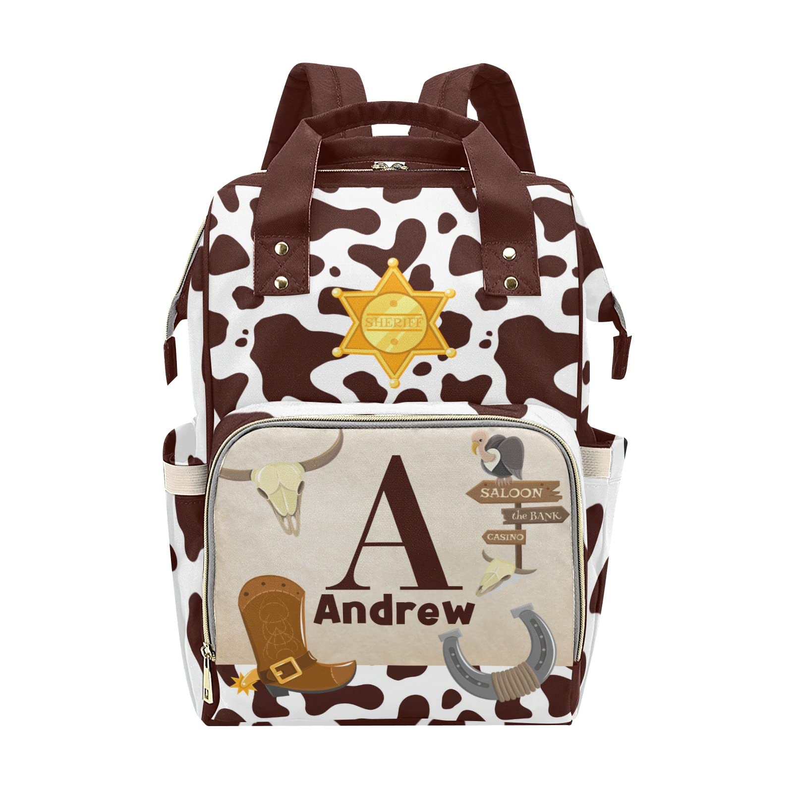 Personalized Diaper Bag Backpack Tote,Cowboy Western,Custom Diaper Bags for Shower Gift